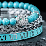 Roman Panther Triple Stack Bracelet Set