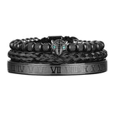 Roman Panther Triple Stack Bracelet Set
