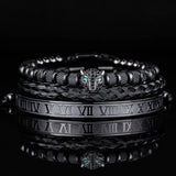Roman Panther Triple Stack Bracelet Set