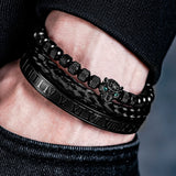 Roman Panther Triple Stack Bracelet Set