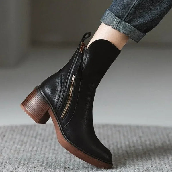 Monroe Leather Zip Ankle Boots