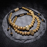 Roman Panther Triple Stack Bracelet Set